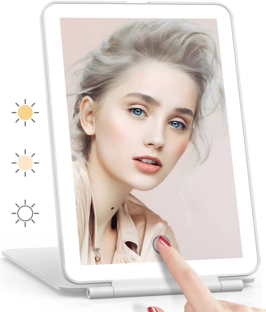 Travel Mirror with Light, Folding Travel Mirror Led Lighted Makeup Mirror