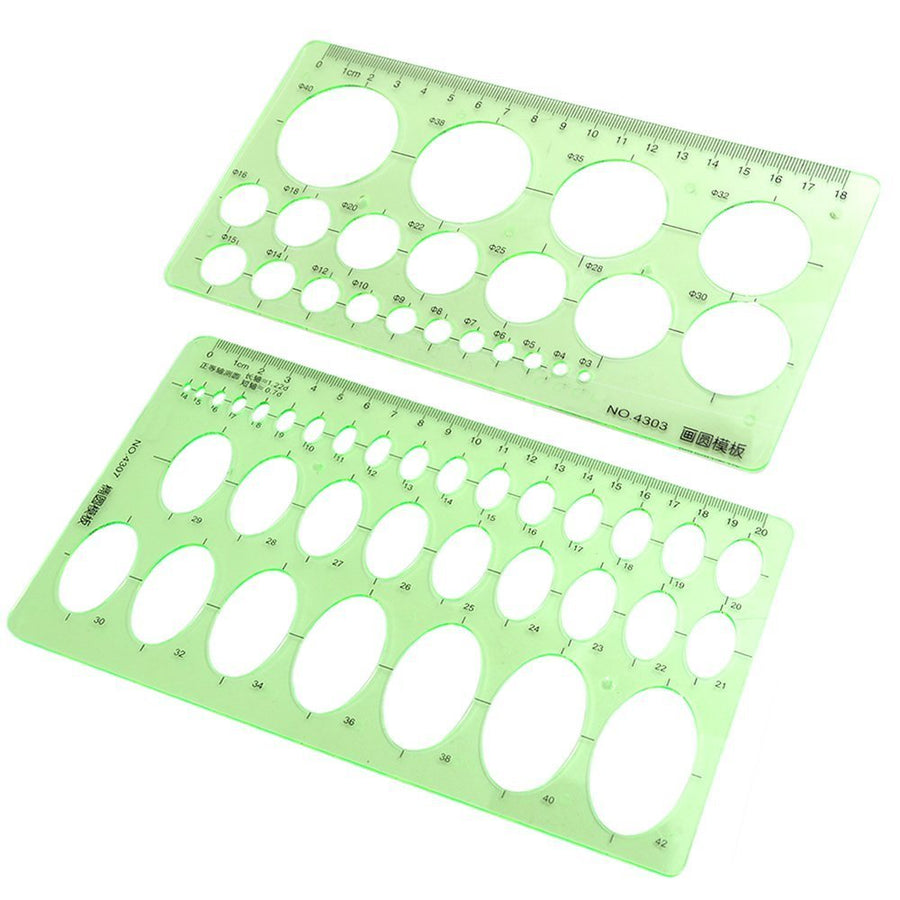 2PCS Professional Quality Circle and Oval Template Measuring Templates Ruler for Office/Creative Studio/Personal Drawing/Drafting