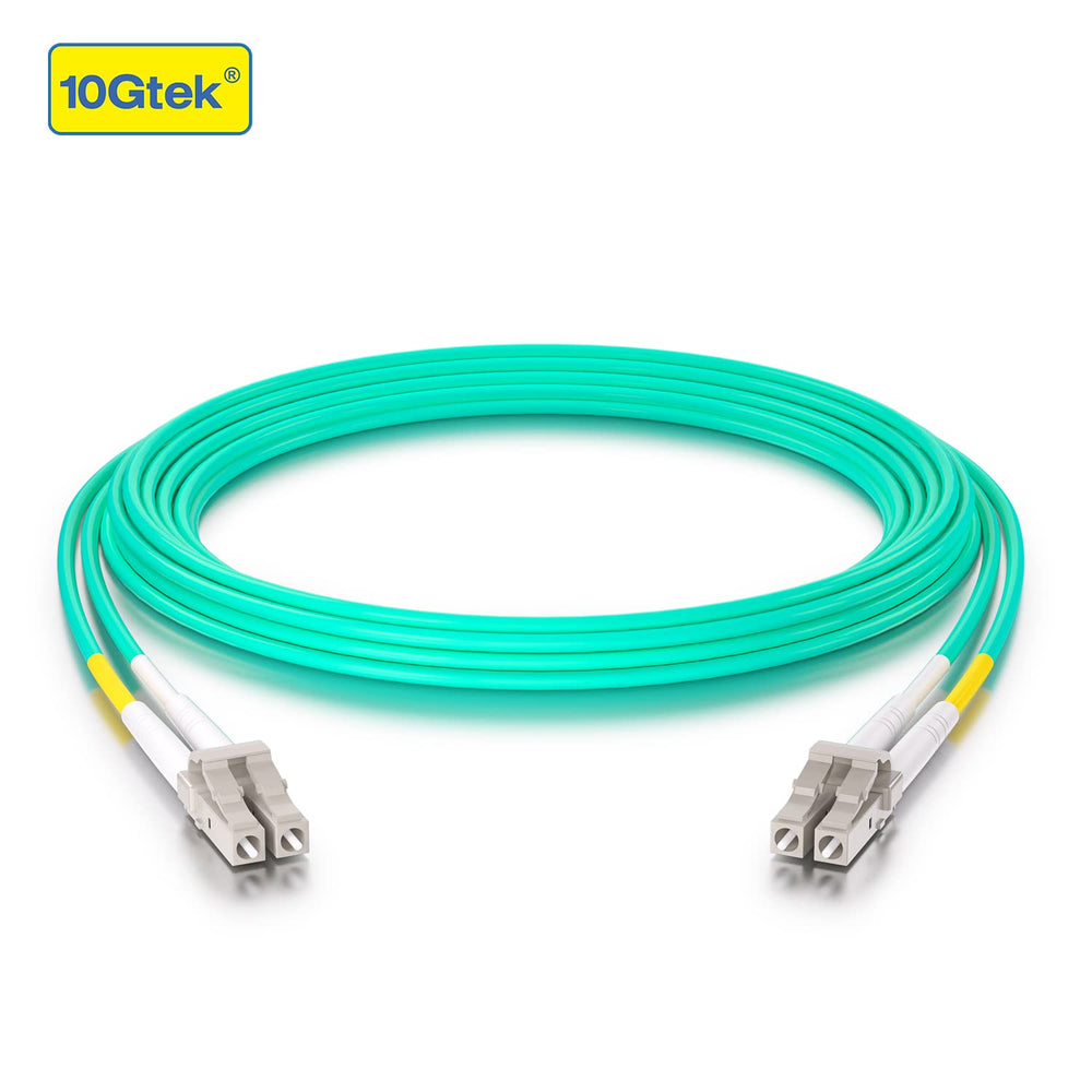 Fiber Patch Cable - LC to LC OM3 10Gb/Gigabit Multi-Mode Jumper Duplex 50/125µm LSZH Fiber Optic Cord for SFP Transceiver, Aqua, 5-Meter(16.4ft), 4-Pack