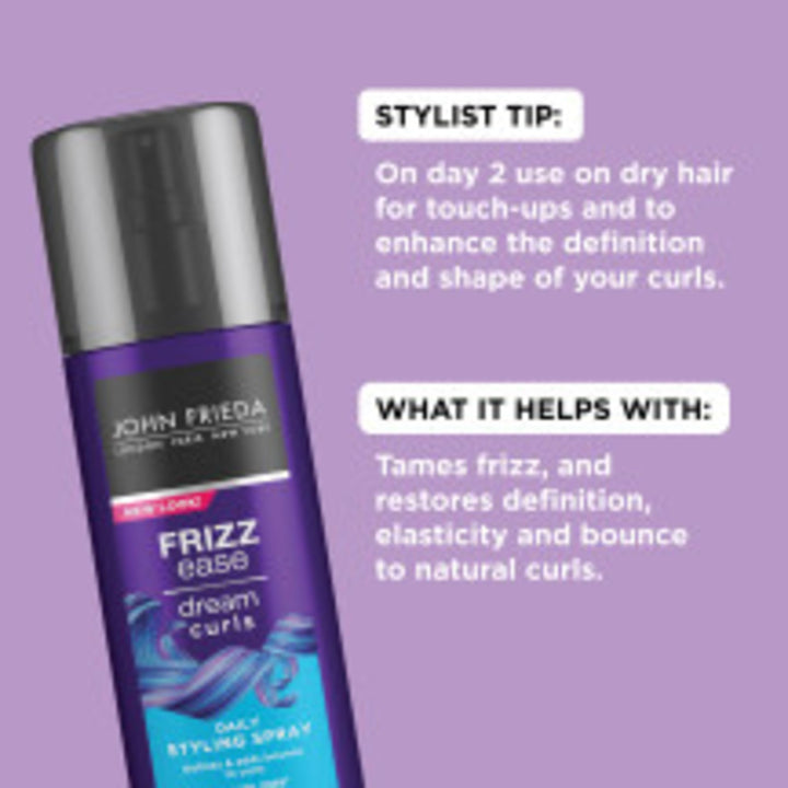 Anti Frizz, Frizz Ease Dream Curls Daily Styling Spray for Curly Hair, Revitalizes Natural Curls, 2-6.7 Oz