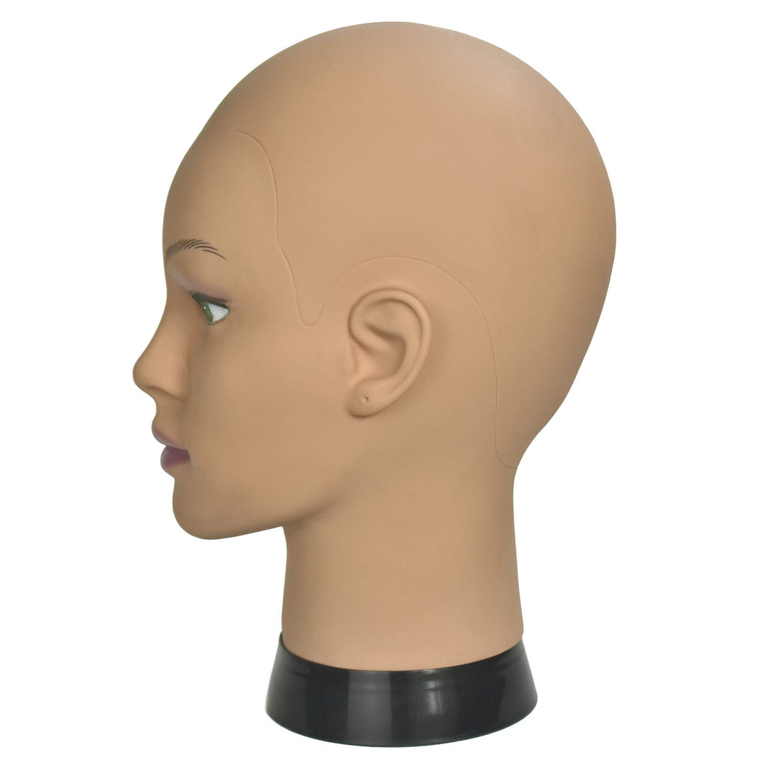 Afro Cosmetology Mannequin Head Bald Manikin head for Wigs Making Wig Display Hat Display Glasses Display with Free Clamp