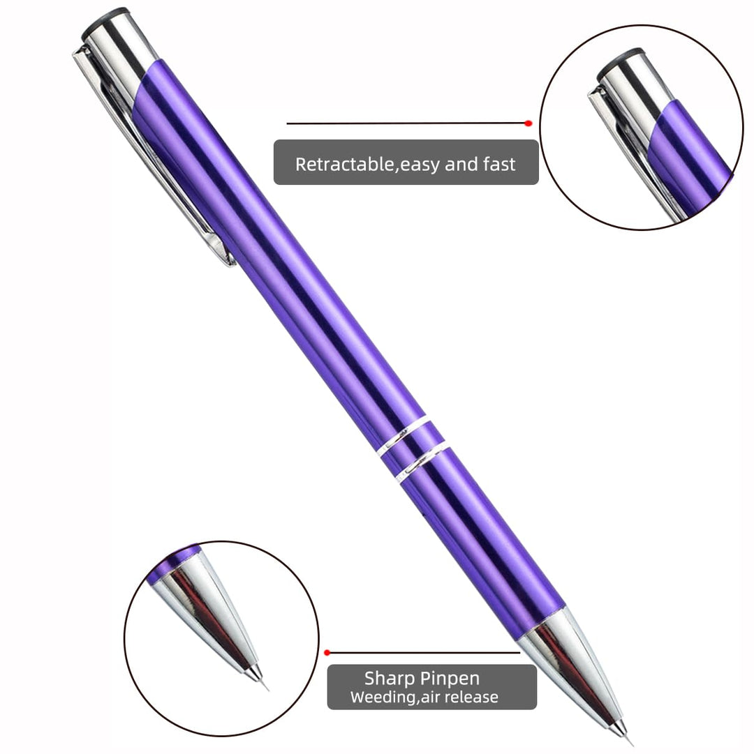 2 Pcs Pin Pen Weeding PenTool for Easy Weeding Vinyl, Quick Air Release Vinyl Weeding Pen, Retractable Weeding Pen Pin, Tint Tools Pen Pin Pinpen (2 Pcs Purple)
