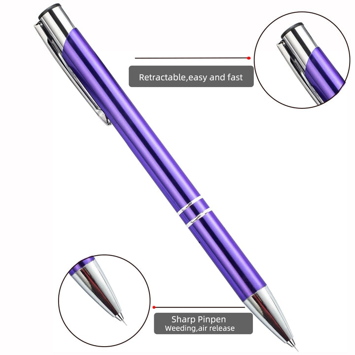 2 Pcs Pin Pen Weeding PenTool for Easy Weeding Vinyl, Quick Air Release Vinyl Weeding Pen, Retractable Weeding Pen Pin, Tint Tools Pen Pin Pinpen (2 Pcs Purple)