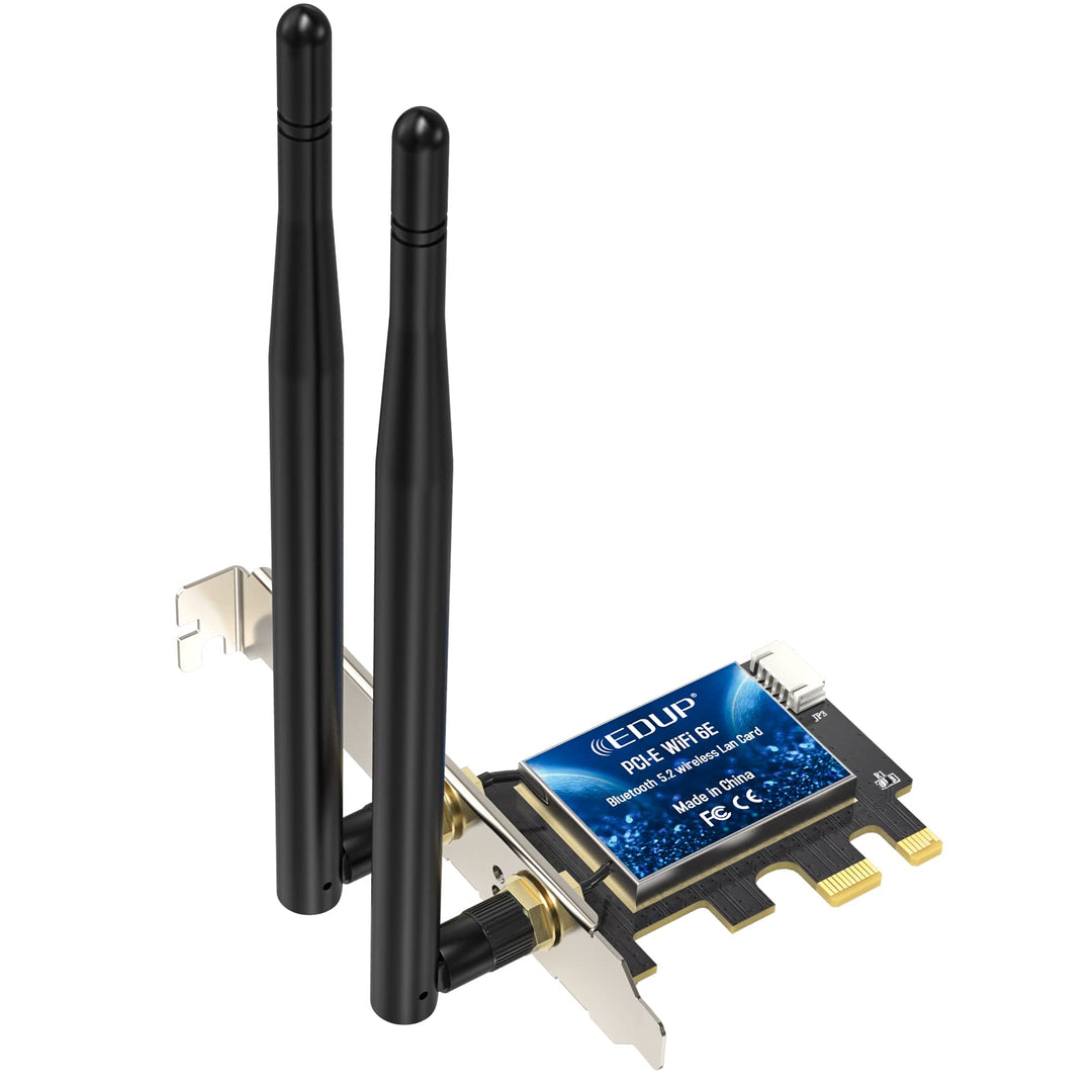 WiFi 6E PCIe WiFi Card AX210NGW Bluetooth 5.2 AX5400M 802.11ax Tri-Band 6G/5.8G/2.4GHz 6dBi Antenna PCIE Wireless Network Cards for Desktop PC Support Windows 11/10 64-bit