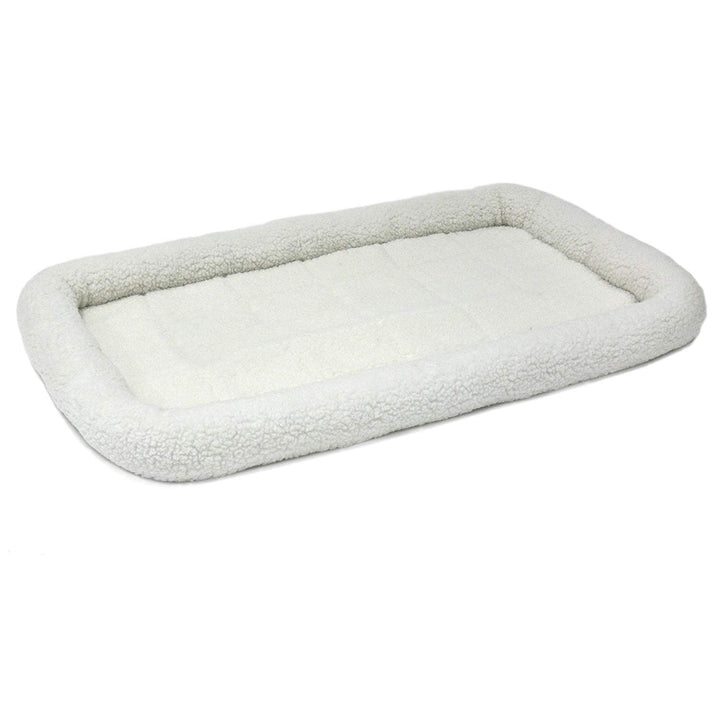 Bolster Dog Bed 48L-Inch White Fleece Dog Bed w/Comfortable Bolster | Ideal for Extra Large Dog Breeds & Fits a 48-Inch Dog Crate | Easy Maintenance Machine Wash & Dry