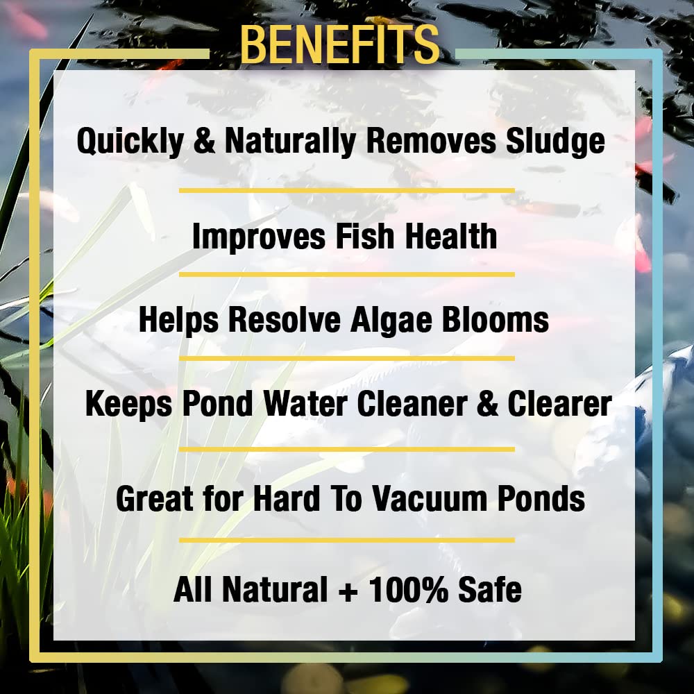 MLXSAG4 Sludge-Away Pond and Outdoor Water Garden Sludge Remover, OK for Live Koi Fish, Plant Life, and Decor, 1 Gallon