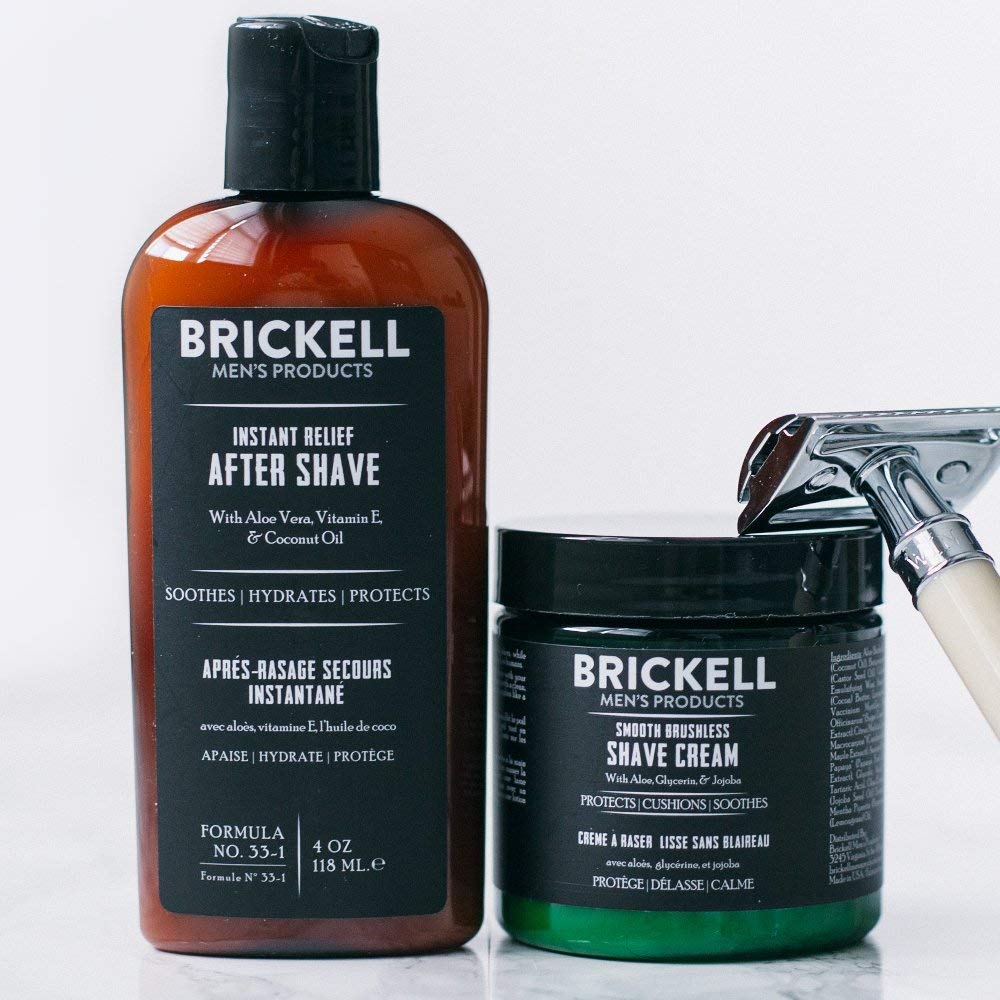 Brickell Men’s, Smooth Brushless Shave Routine, Shave Cream and Aftershave, Natural and Organic, Unscented
