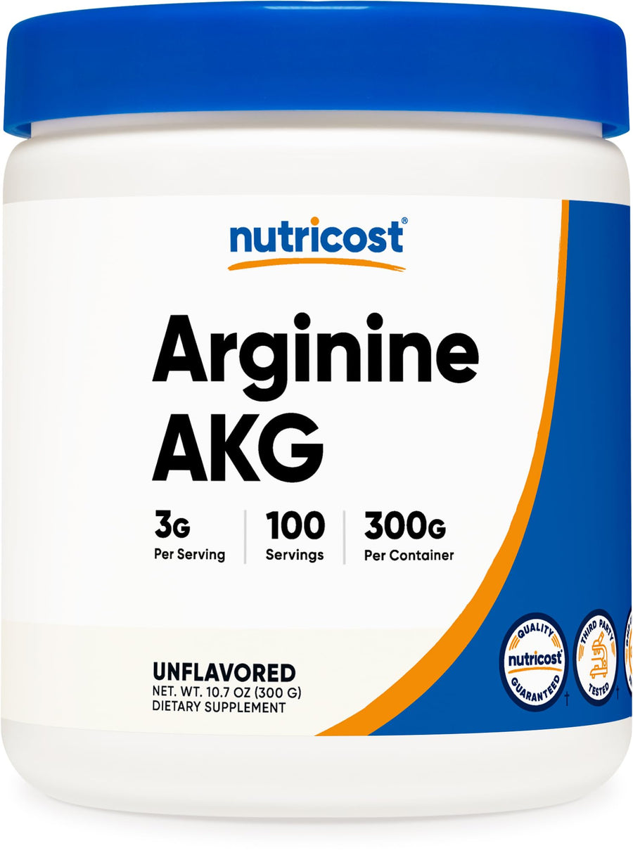 Arginine AKG Powder 300 Grams (AAKG) - 3G Per Serving & 100 Servings - Pure Arginine Alpha Ketoglutarate