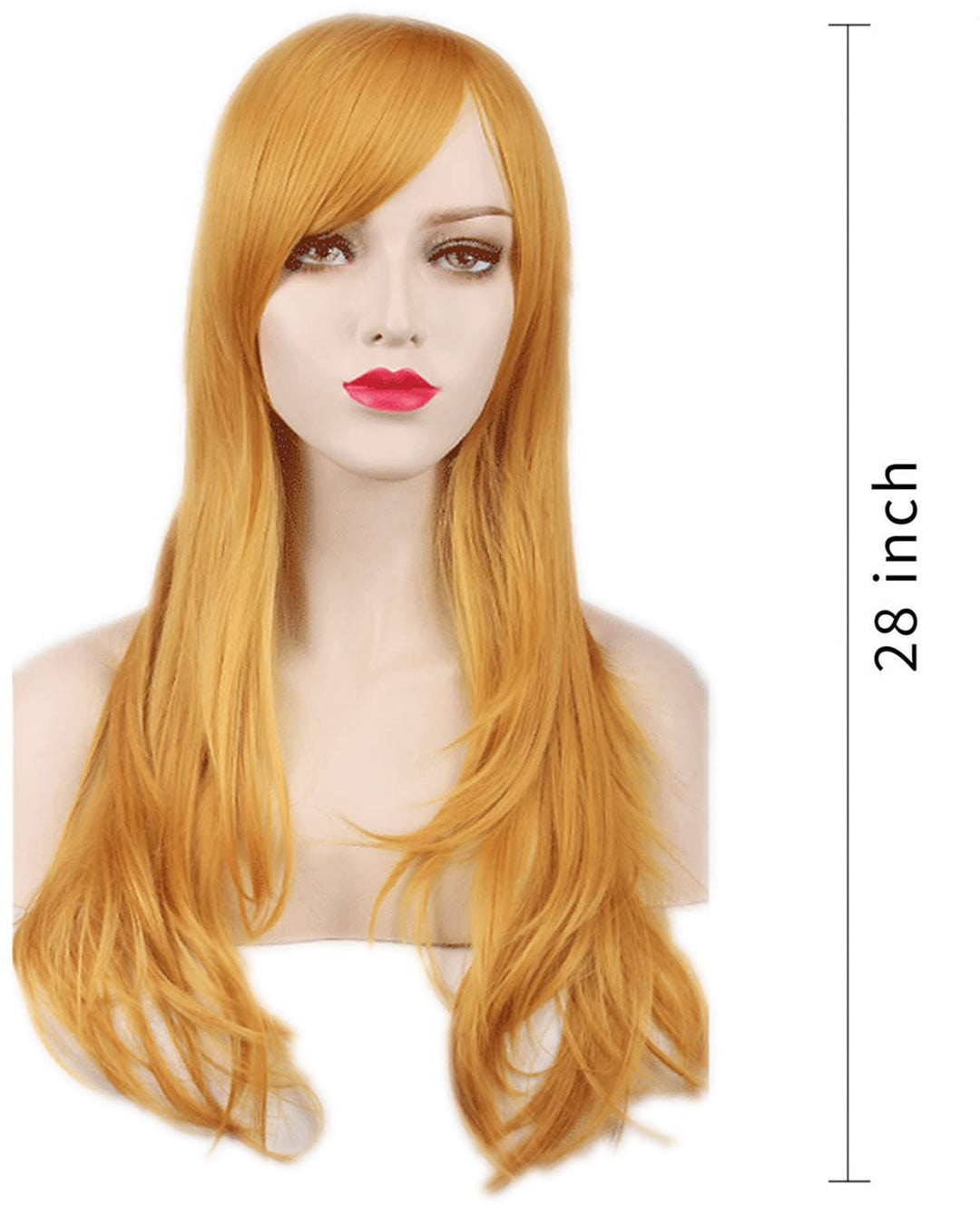 Wigs 28 Long Wavy Hair Heat Resistant Cosplay Wig for Women (Yellow)