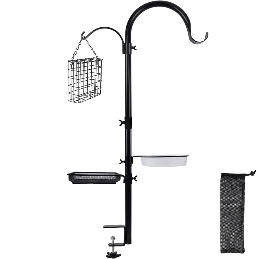 Deck Hook Bird Feeder Pole Bird Bath Feeding Station Kit, Porch Multi Hook Railing Hanging Kit, Premium Birdbath for Attracting Wild Birds Planter Hanger