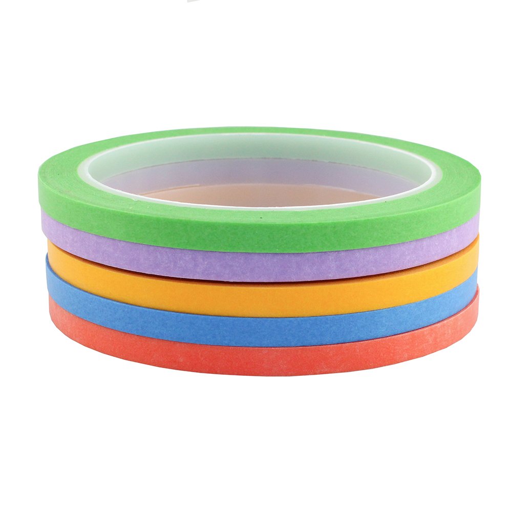 6Rolls Washi Masking Tape for DIY Nail Arts Drawing Pattern Making 2mm 2.5mm 3mm 4mm 5mm 6mm x 25m (Green)