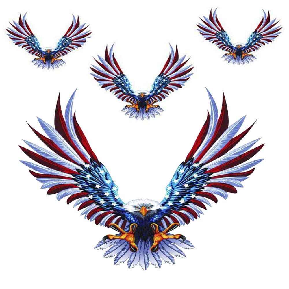 Bald Eagle Car Decals American Flag Car Decal Stickers Patriotic American Eagle Car Decal Graphics Vinyl Stickers Decals for Car Hood Window Body Side Decal and Graphics (3 Sizes 4 Pack)