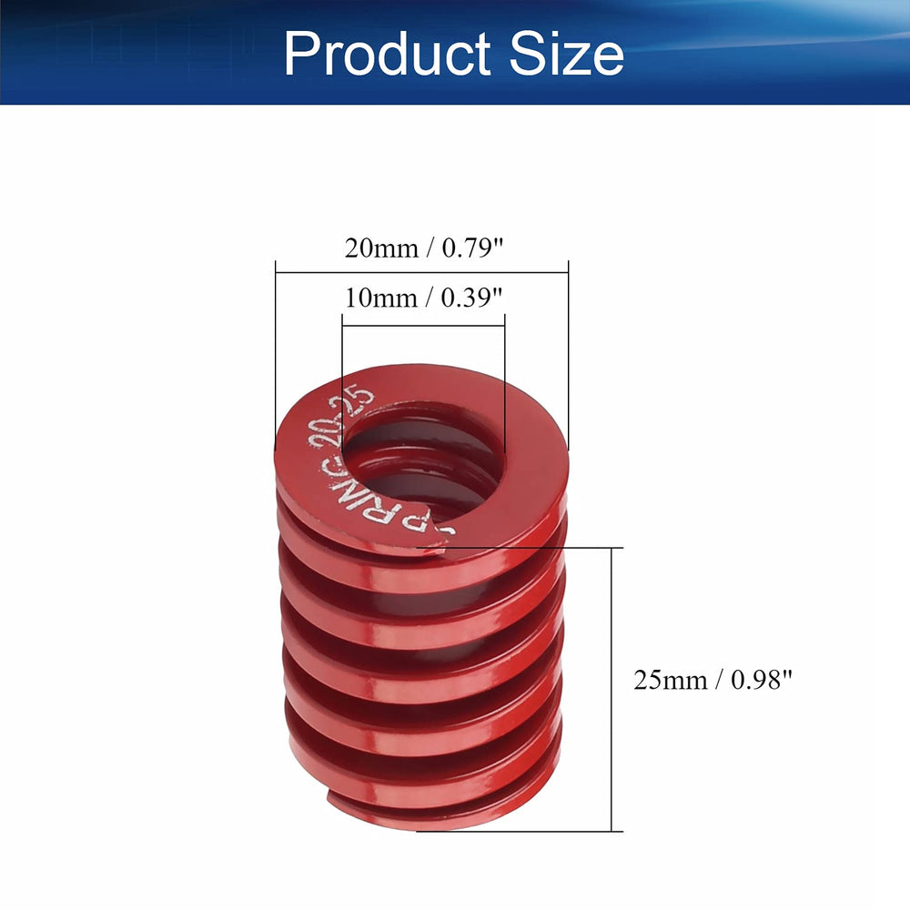 20mm OD 10mm ID 25mm Long Spiral Stamping Middle Load Compression Mould Die Spring, for Mechanical Equipment 3D Printer Accessories Red Tone 1pcs