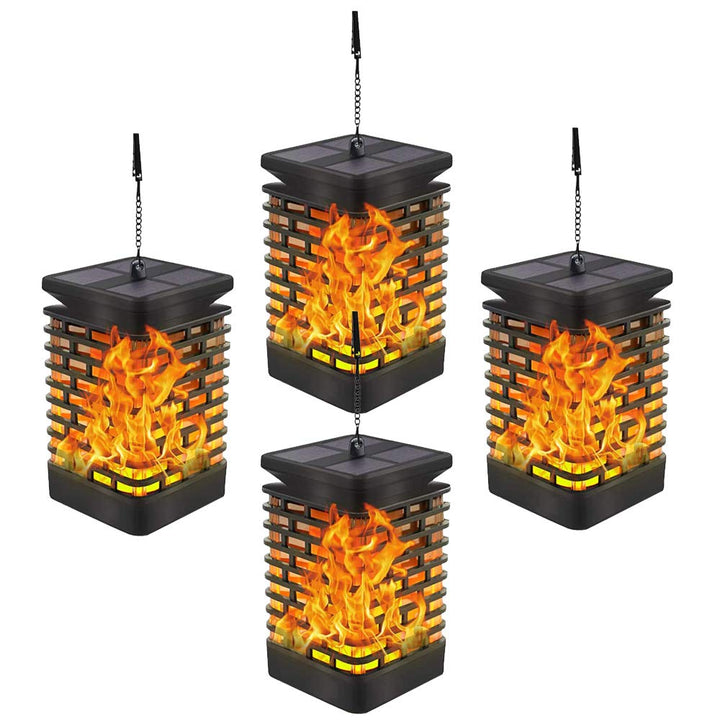 Solar Lantern 4 Pack 99 LEDs Solar Outdoor Lanterns Flickering Flame IP65 Waterproof Hanging Lanterns Christmas Outdoor Lanterns Decorative for Garden Porch Patio House Balcony Yard Decor