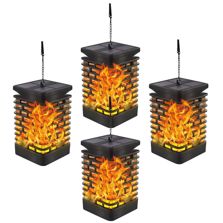 Solar Lantern 4 Pack 99 LEDs Solar Outdoor Lanterns Flickering Flame IP65 Waterproof Hanging Lanterns Christmas Outdoor Lanterns Decorative for Garden Porch Patio House Balcony Yard Decor