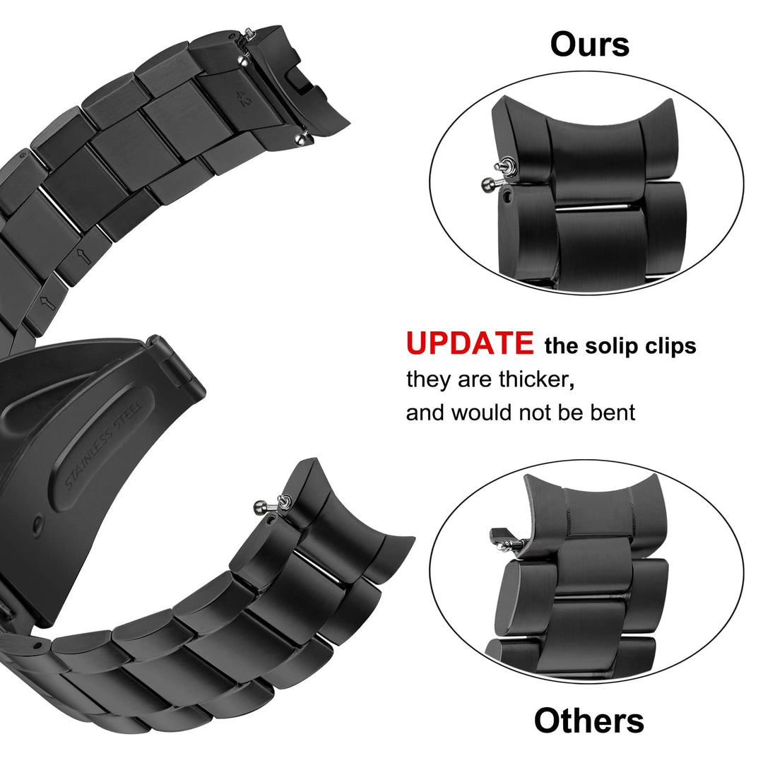 No Gap Band + Protective Case + Bezel for Galaxy Watch 4 Classic 46mm, Solid Stainless Steel Metal Bands Replacement Strap for Samsung Galaxy Watch 5 Pro 45mm