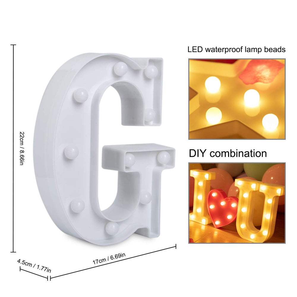 Decorative LED Marquee Letter Lights 26 Alphabet Light Up Letters Sign for Wedding Birthday Party Night Light Home Bar Decoration Battery Operated (G)