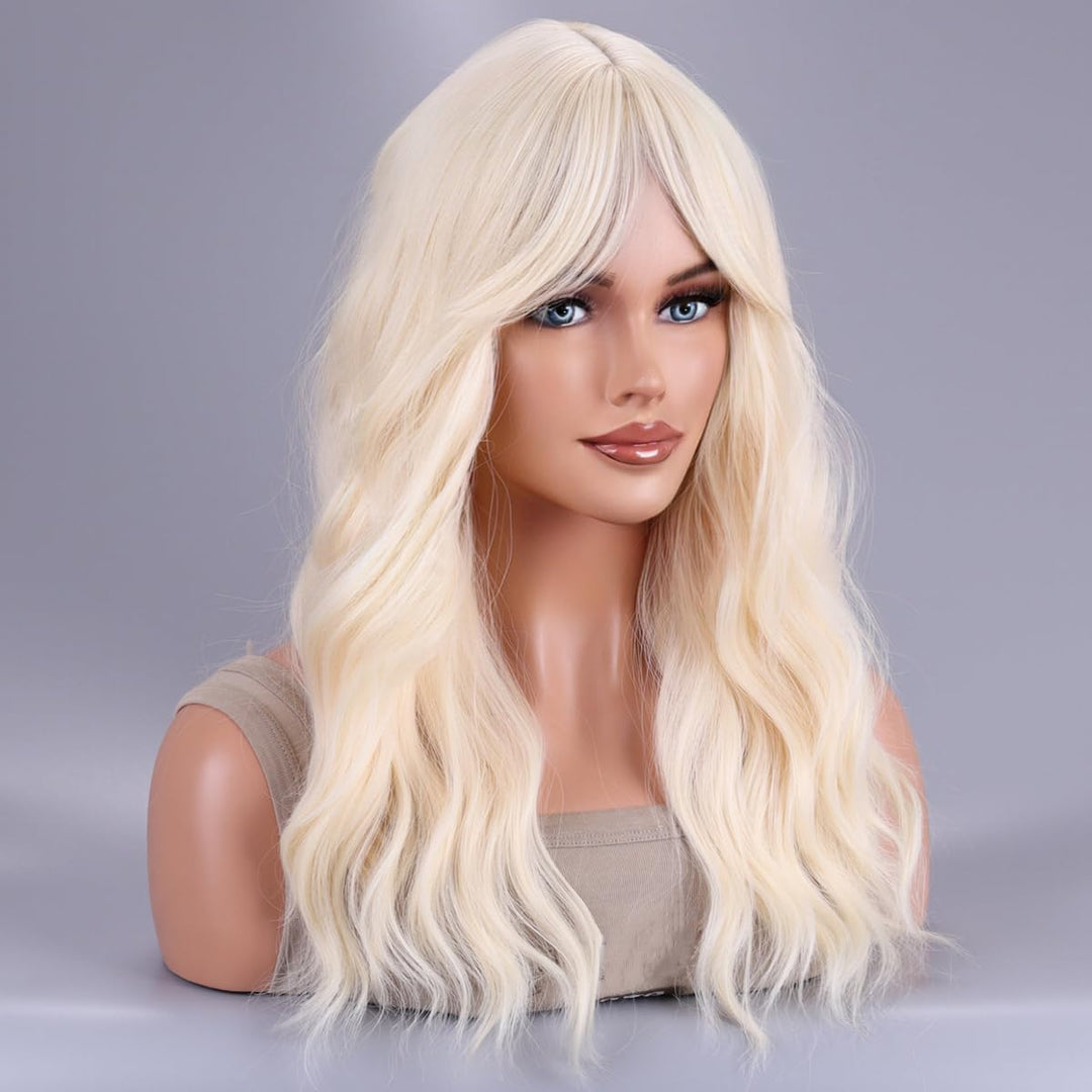Ombre Wig Long Wavy 2 Tone Black and Purple Ombre Wig Dark Roots Heat Resistant Fiber Full Wigs for Women (Black to Purple)