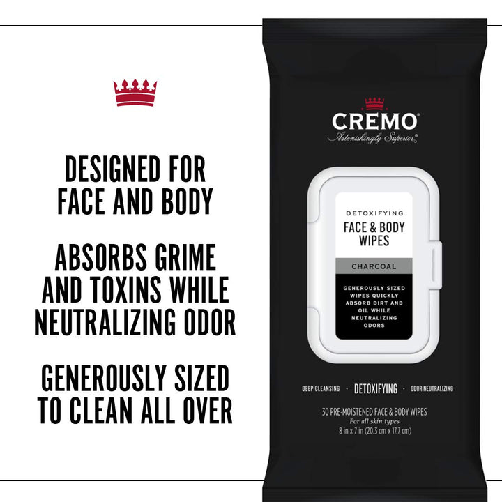 Activated Charcoal Detoxifying Face & Body Wipes, A Fresh Scent with Notes of Fig, Citrus