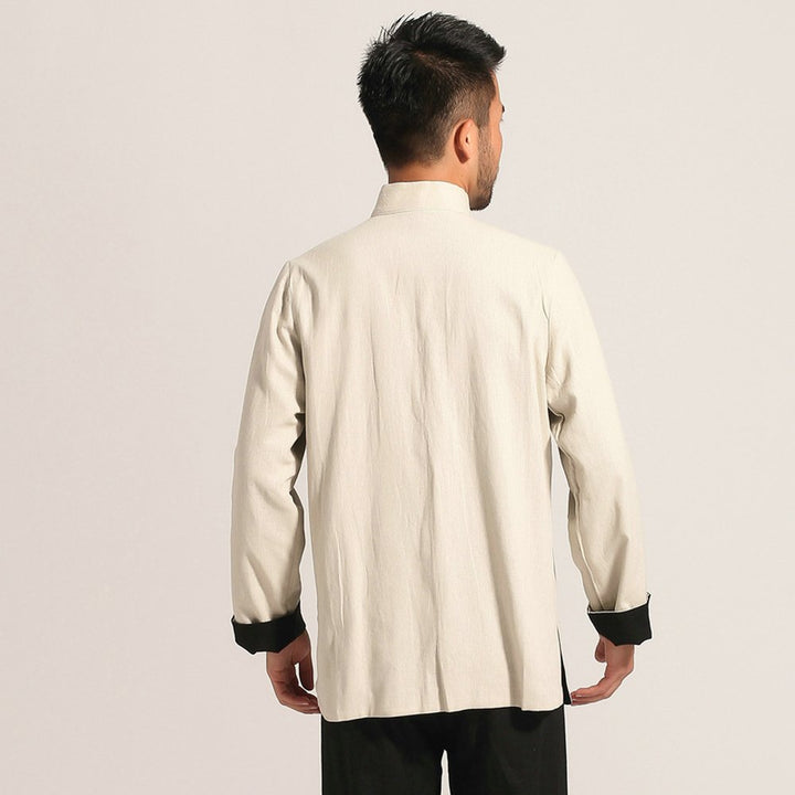 Kung Fu Jacket Both Sides Wear Tops Martial Arts Long Jersey (M, Black with Beige)