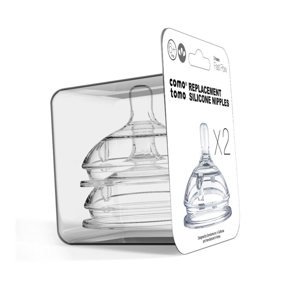 2 Pack Silicone Replacement Nipple Clear 6 Months