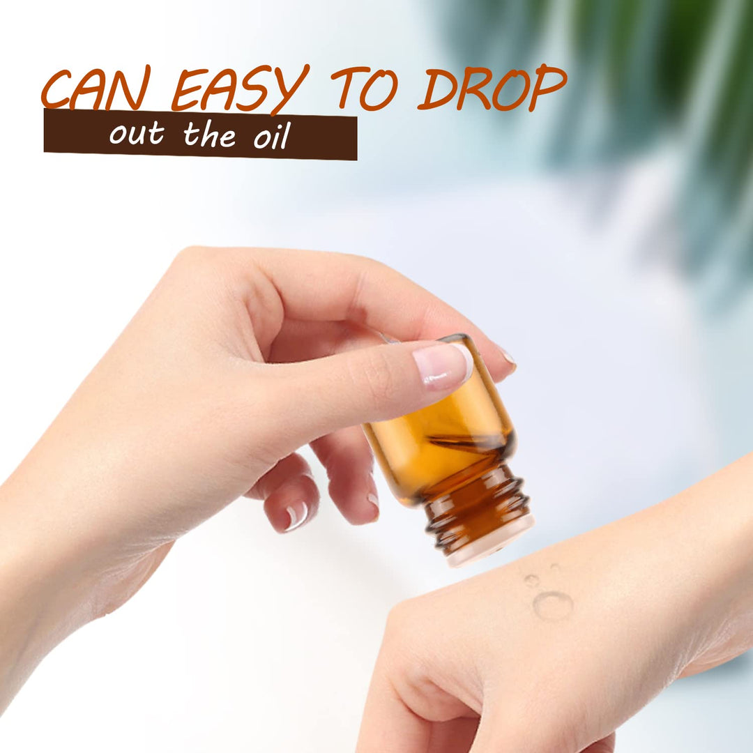 100 Packs Essential Oil Bottles,1ml(1/4 dram) Mini Sample bottle Amber Glass Vials,With With 3 Free Dropper