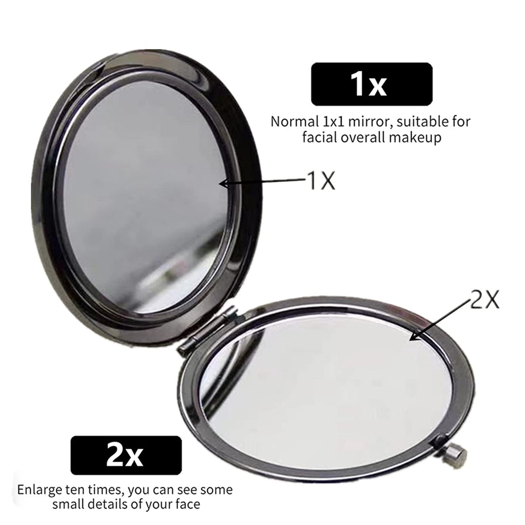MIHAGUTY Magnifying Compact Mirror for Purses with 2 x 1x Magnification, Folding Mini Pocket Double Sided Travel Makeup Mirror,Perfect for Purse, Pocket Mirror for Gift (Black)