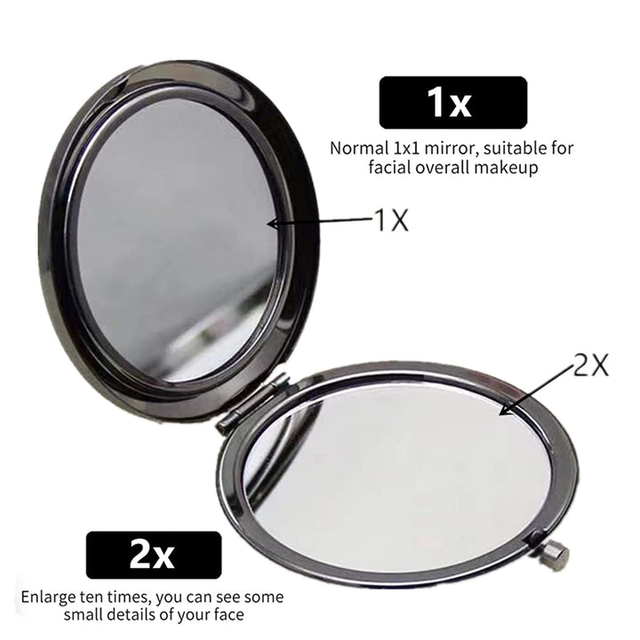 MIHAGUTY Magnifying Compact Mirror for Purses with 2 x 1x Magnification, Folding Mini Pocket Double Sided Travel Makeup Mirror,Perfect for Purse, Pocket Mirror for Gift (Black)