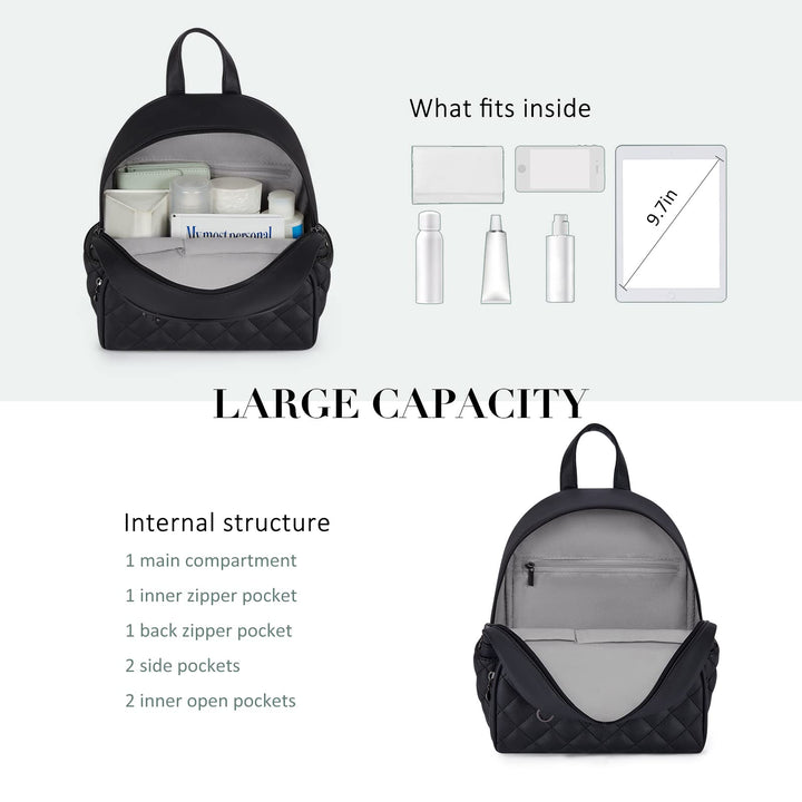 Mini Backpack for Women Leather Small Backpack Purse for Ladies Cute Pom Bookbag Travel Shoulder Bag with Charm Tassel Black