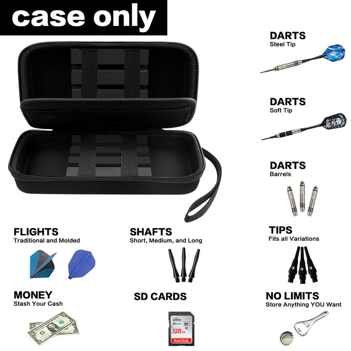 Dart Case for 6 Steel Tip and Soft Tip Darts, Dart Carrying Storage Holder Fits for Dart Tips, Shafts and Flights (Box Only)