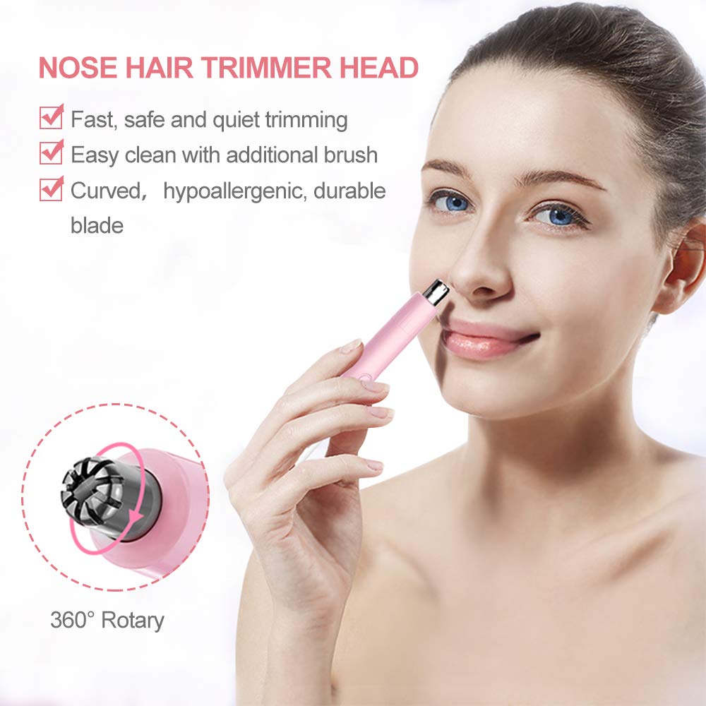 Hair Trimmer for Face Eyebrow Nose Ear Body Hair Trimming, All in ONE Hair Remover for Women & Men Dual Blades Shaver Battery Powered TB-1458