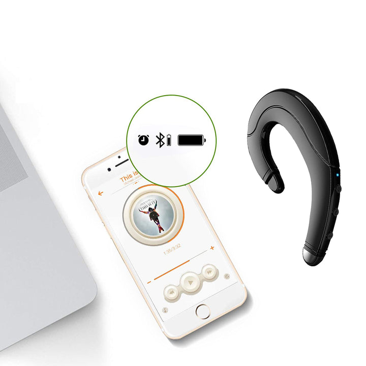 Ear Hook Bluetooth Headphone V5.0 with Mic, Painless Single Ear Wireless Headset 5 Hrs Playtime for Android Phones/iPhone X/8/7/6, Lightweight Non Bone Conduction Headphone with Ear Plug
