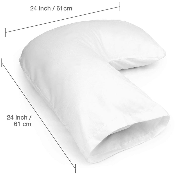 Duro-Med Hugg-A-Pillow Neck Pillow For Sleeping, Hypoallergenic L Pillow, Orthopedic Neck Pillow, Made in the USA, with White Cover