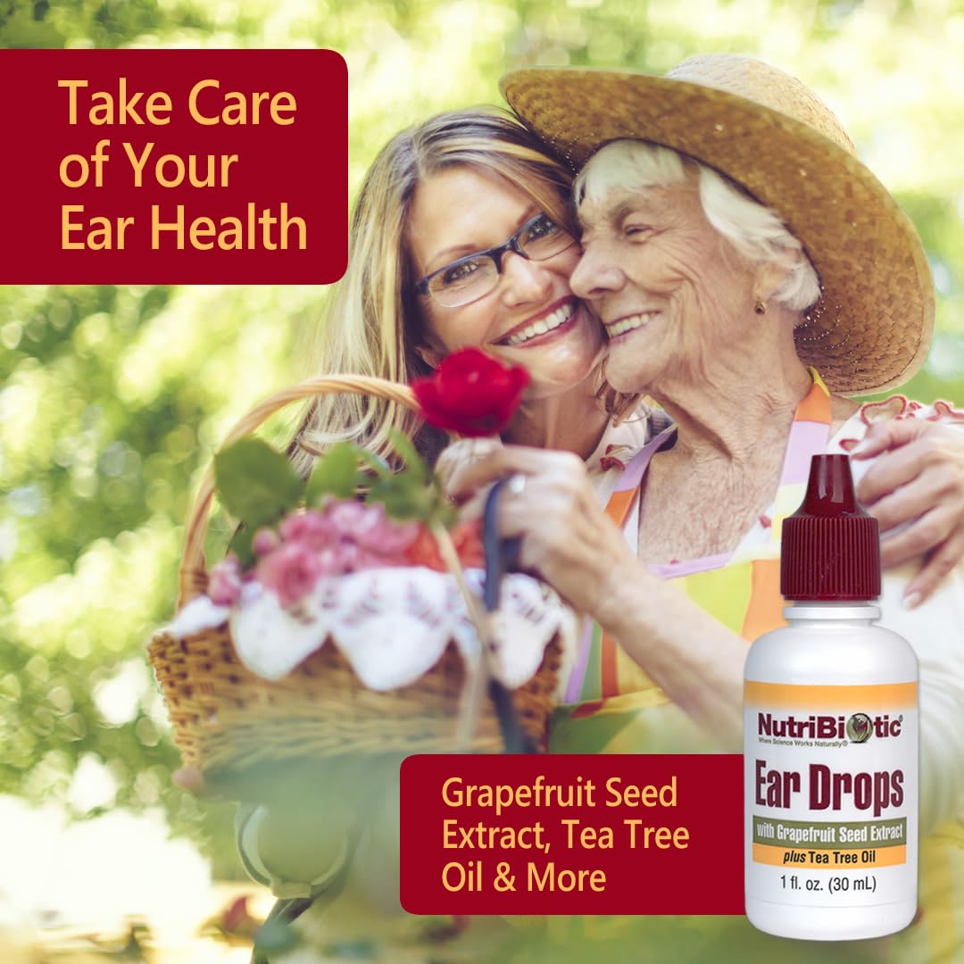 – Ear Drops, 1 Fl Oz | Gentle & Soothing Ear Support with Grapefruit Seed Extract & Tea Tree Oil | Vegan | Non-Medicated | Made without GMOs & Gluten