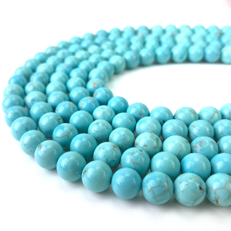 8mm Blue Turquoise Beads Round Gemstone Loose Beads for Jewelry Making (45-48pcs/strand)