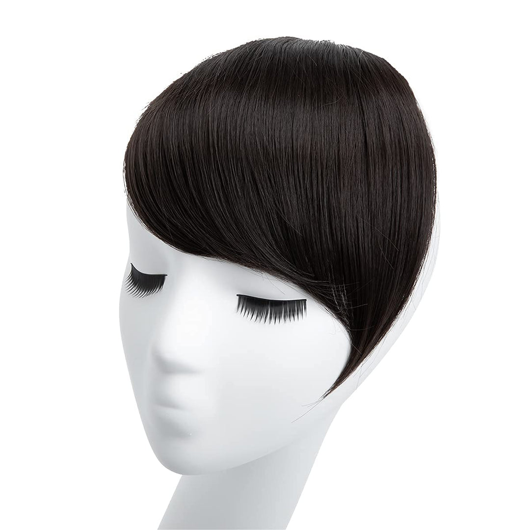 4# dark brown : Hair Synthetic Bang Hairpieces Clip In Side Swept Bangs Extension B2 (4# dark brown)