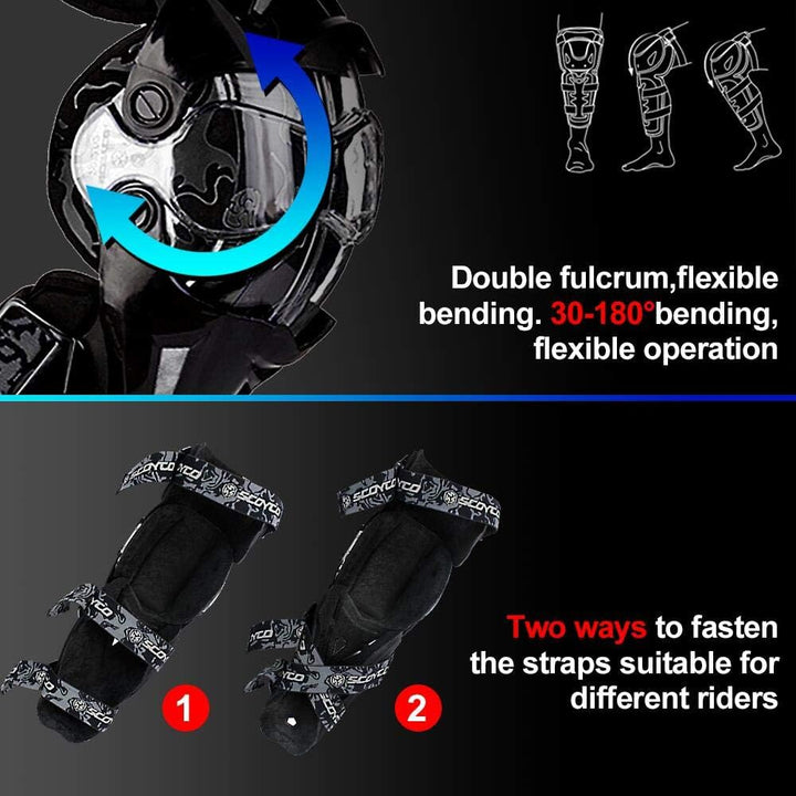 Racing Knee Guards,PP PE Hard Collision Avoidance Crashproof Rotatable for Moto/ATV/BMX K12 (Black)