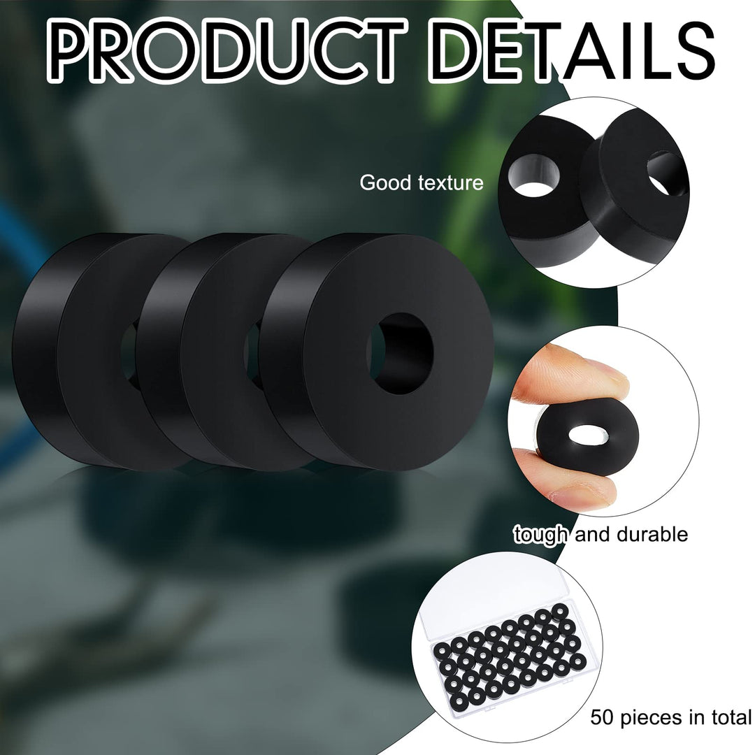 Thick Rubber Washers 3/4 Inch OD x 1/4 Inch ID x 1/4 Inch Thickness Rubber Bushing Black Rubber Spacer Bushing Washers Flat Washers (50 Pack)