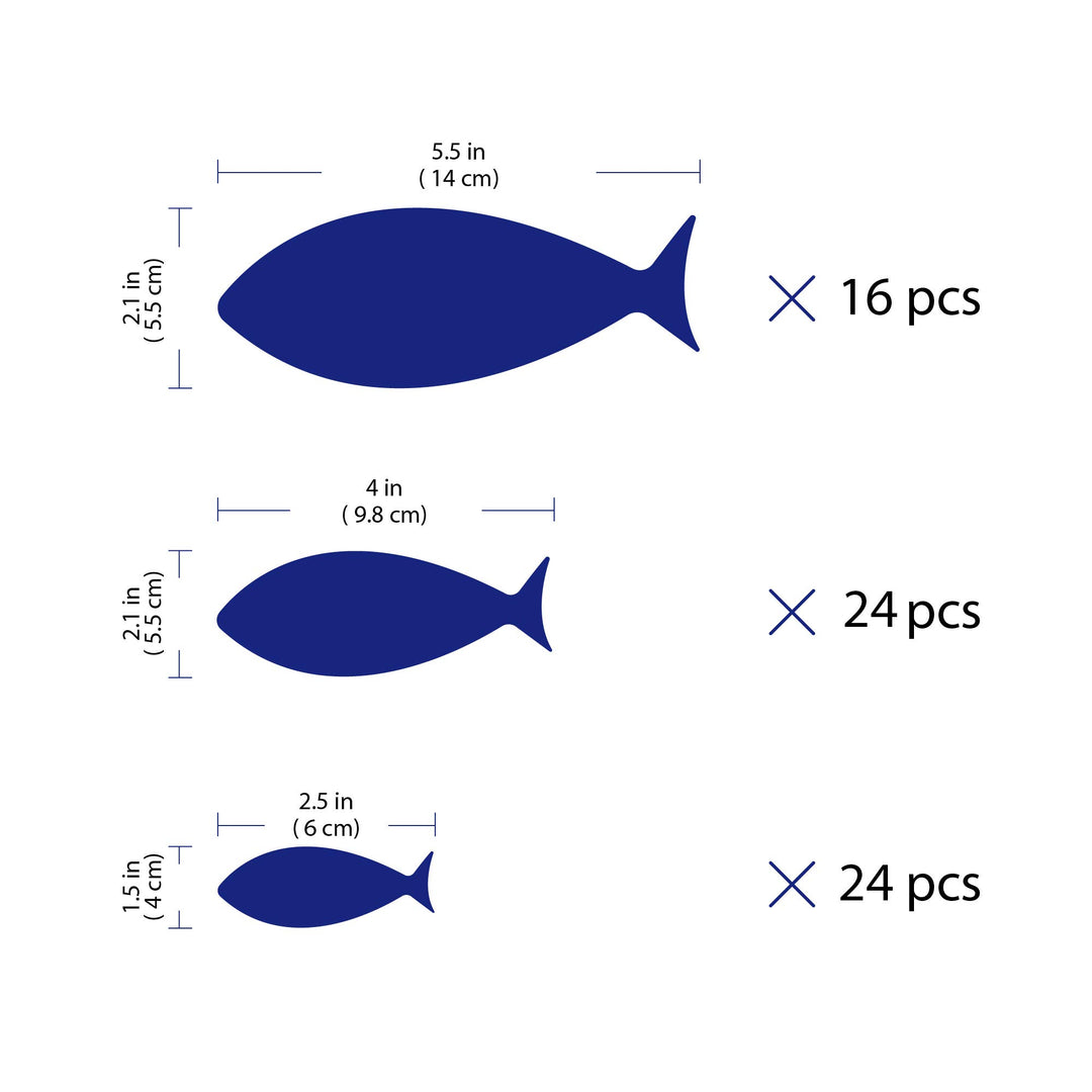 Ocean Fish Wall Decal- Under The Sea Vinyl Wall Stickers for Kids Room Bedroom Bathroom Nursery Decor-DARK BLUE