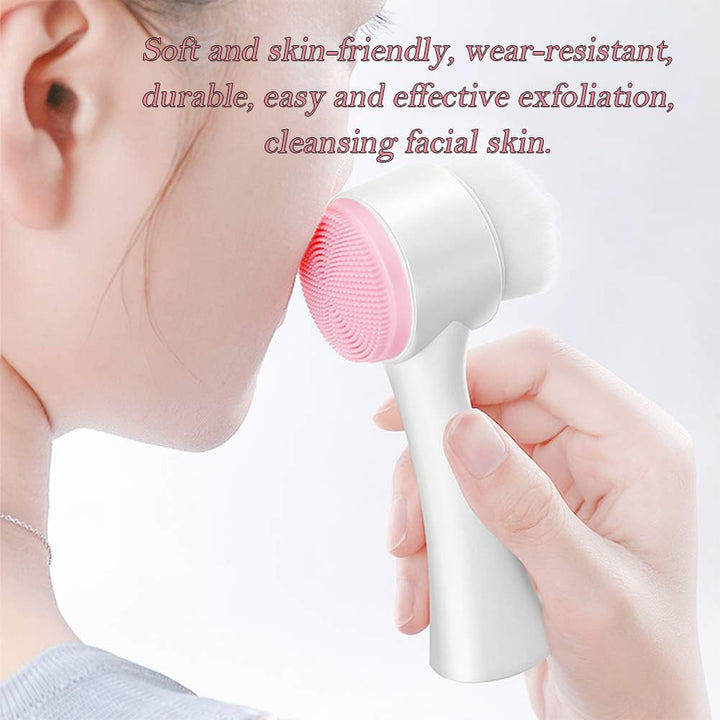 1 Pack Double-sided Cleansing Brush, Silicone Manual Cleansing, Deep Cleansing, for Pore Cleaning, Exfoliating, Blackhead Removal and Massage