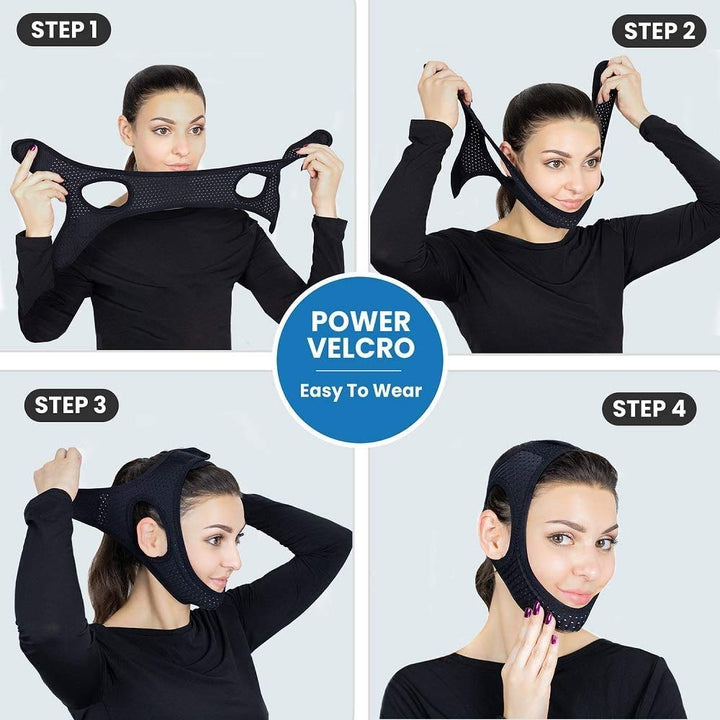 Chin Straps for Snoring, Anti Snoring Chin Strap Devices, Jaw Strap for Sleeping with Men Women Closer, Soft Adjustable and Breathable for User Keep Closed While Sleeping for Snorers