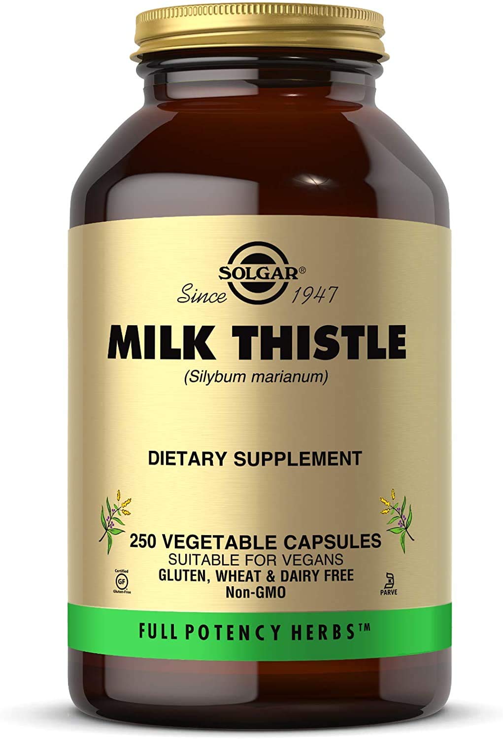 Milk Thistle - 250 Vegetable Capsules - Full Potency (FP) - Non-GMO, Vegan, Gluten Free, Dairy Free, Kosher - 250 Servings