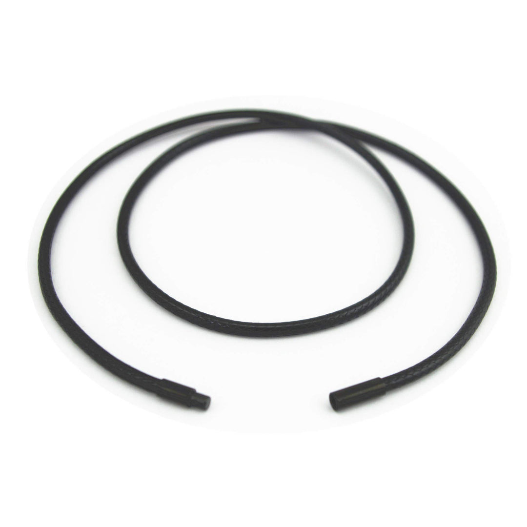 2mm Black Wax Wire Leather Cord Chain Stainless Steel Rice Clasps Necklace Rope Chain 16 TO 28 Inch (18 Inches)