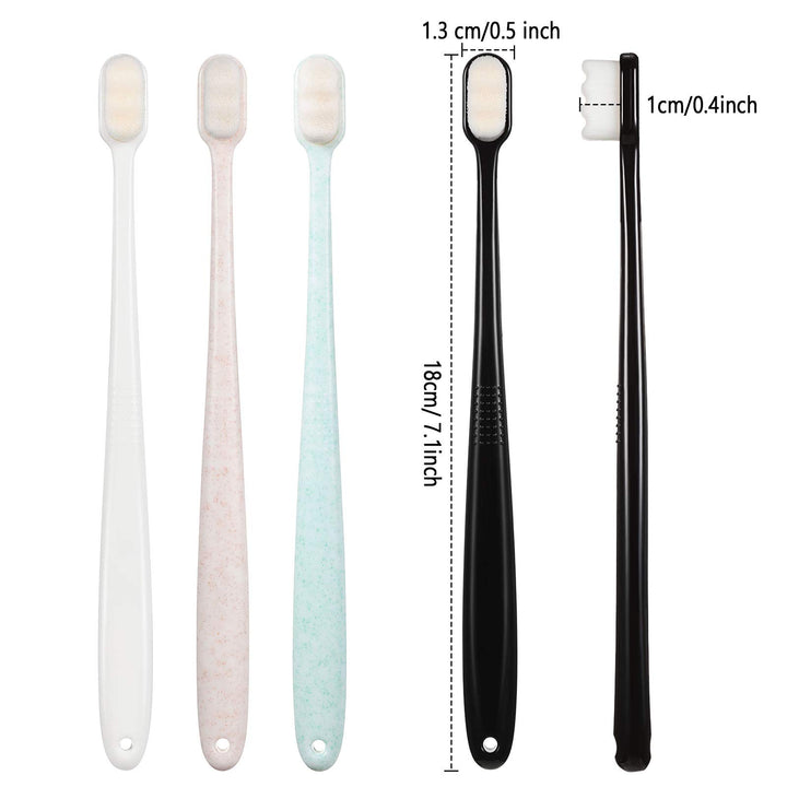 4 Pieces Soft Micro-Nano Manual Toothbrush Extra Soft Bristles Toothbrush with 20,000 Bristles for Fragile Gums Adult Kid Children (Black, White, Green, Beige)
