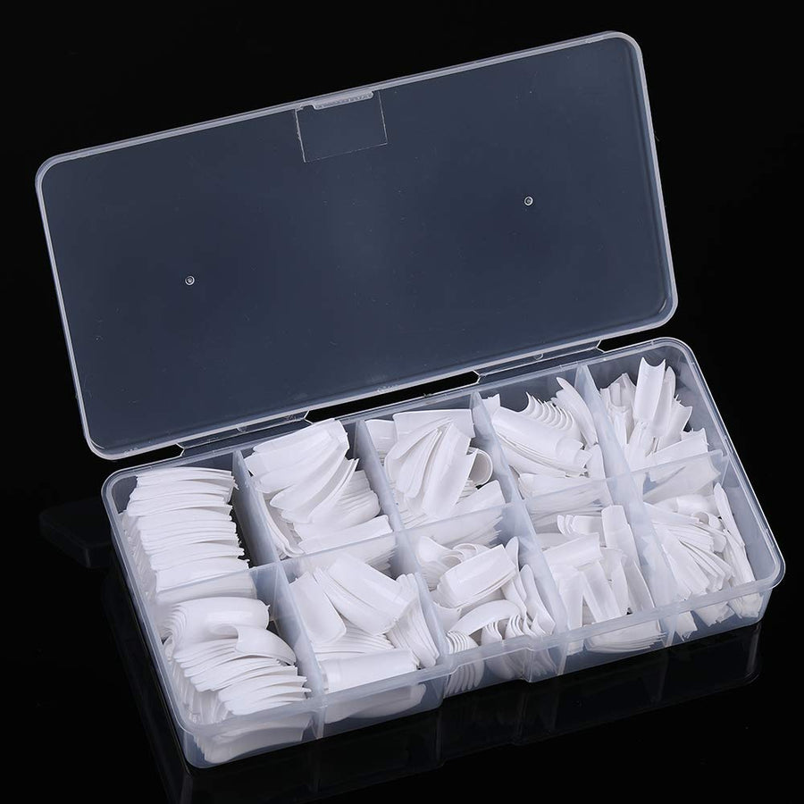 White: 500Pcs White French Acrylic Style Artificial False Nails Tips With Box (White)