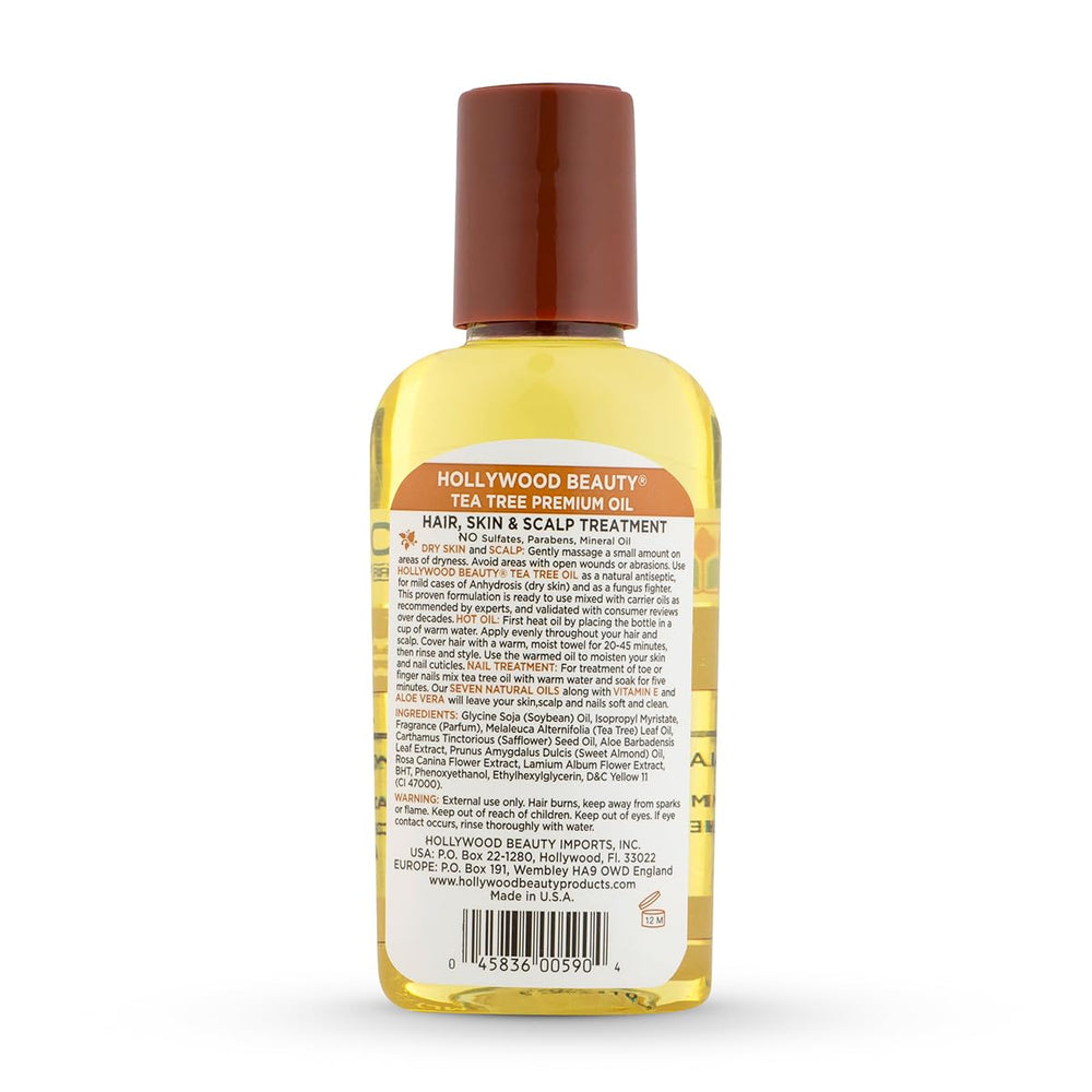 Tea Tree Oil for Hair, Scalp, and Skin, 2 fl oz - Moisturizes Dry, Itchy Scalp, Fungus Fighter, Blended with Vitamin E & Aloe