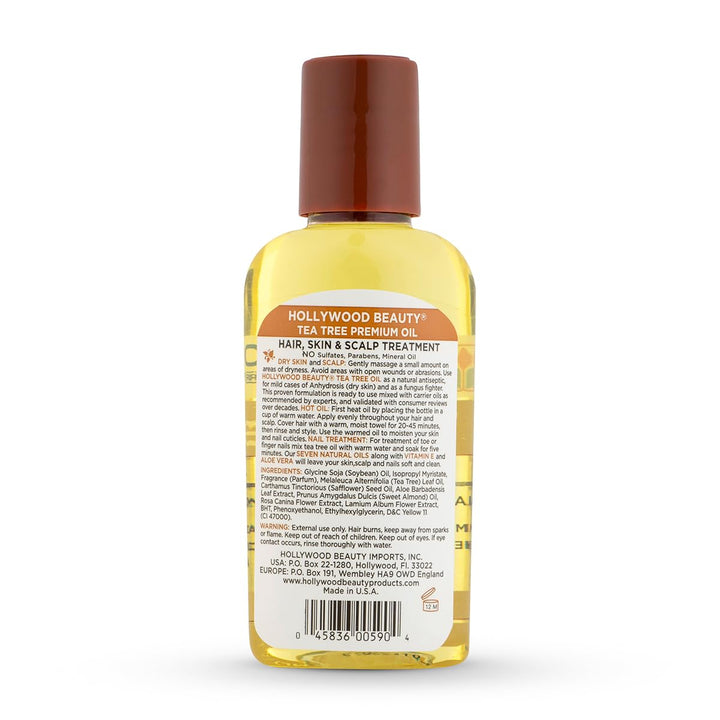Tea Tree Oil for Hair, Scalp, and Skin, 2 fl oz - Moisturizes Dry, Itchy Scalp, Fungus Fighter, Blended with Vitamin E & Aloe