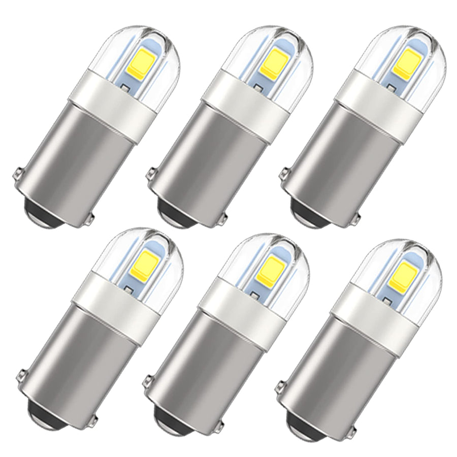 BA9S Led Car Bulb BA9 1895 1891 53 57 Led, 2SMD 3030Chips 6000K White 47830 64111 3893 LED Car Bulb for Car Interior Dome Map License Plate Glove Box Light etc, Pack of 6pcs