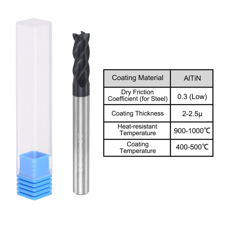 Square Nose End Mill, 5mm Tip Dia Solid Carbide AlTiN Coated CNC Router Bits 4 Flute Spiral Milling Cutter HRC45 with 5mm Shank 50mm (2-inch) Length