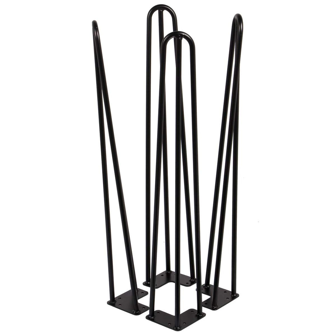 28 Black Hairpin Legs, 1/2 Diameter, Set for 4 Heavy Duty 3 Rods Table Legs, for DIY Desk, Stand, Bench
